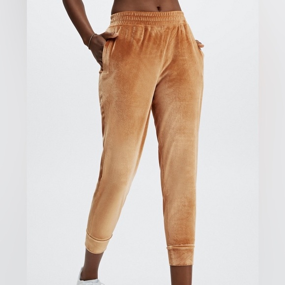Fabletics Daria Velour Joggers in Light Honey - Picture 2 of 10